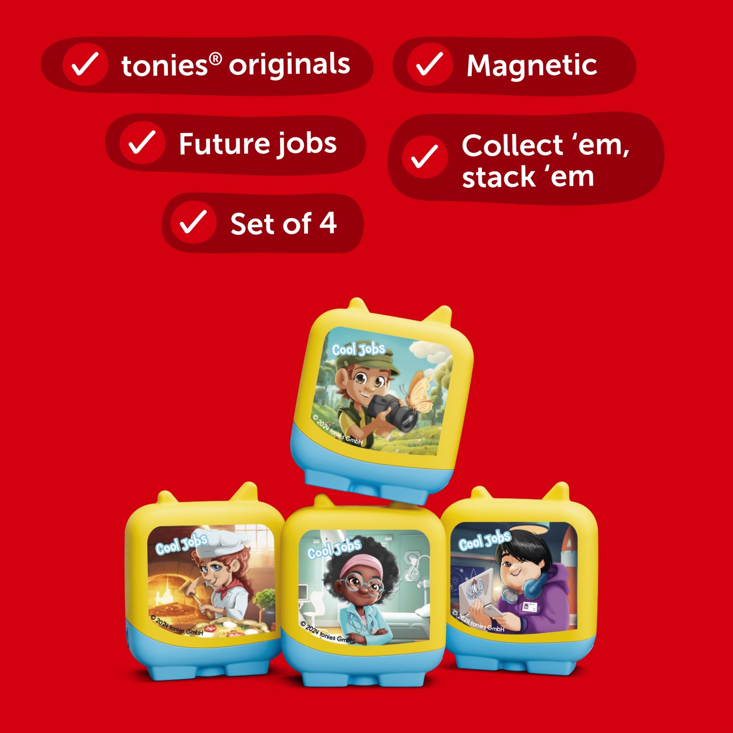 Tonies - Cool Jobs Set of 4 Clever Tonies Audio Figures (25 minutes on each Clever Tonie)