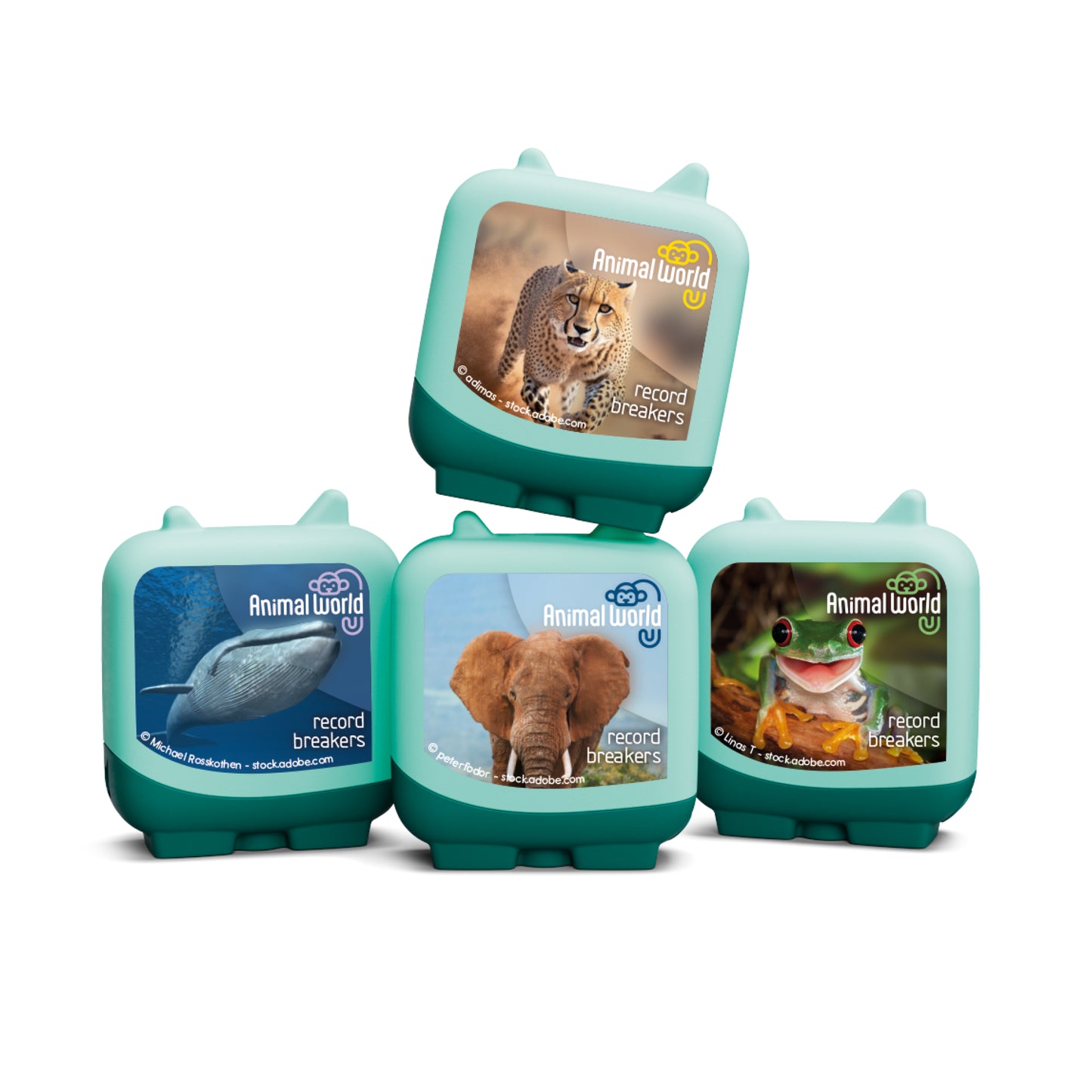 Tonies - Animal World Set of 4 Clever Tonies Audio Characters (25 minutes on each Clever Tonie)