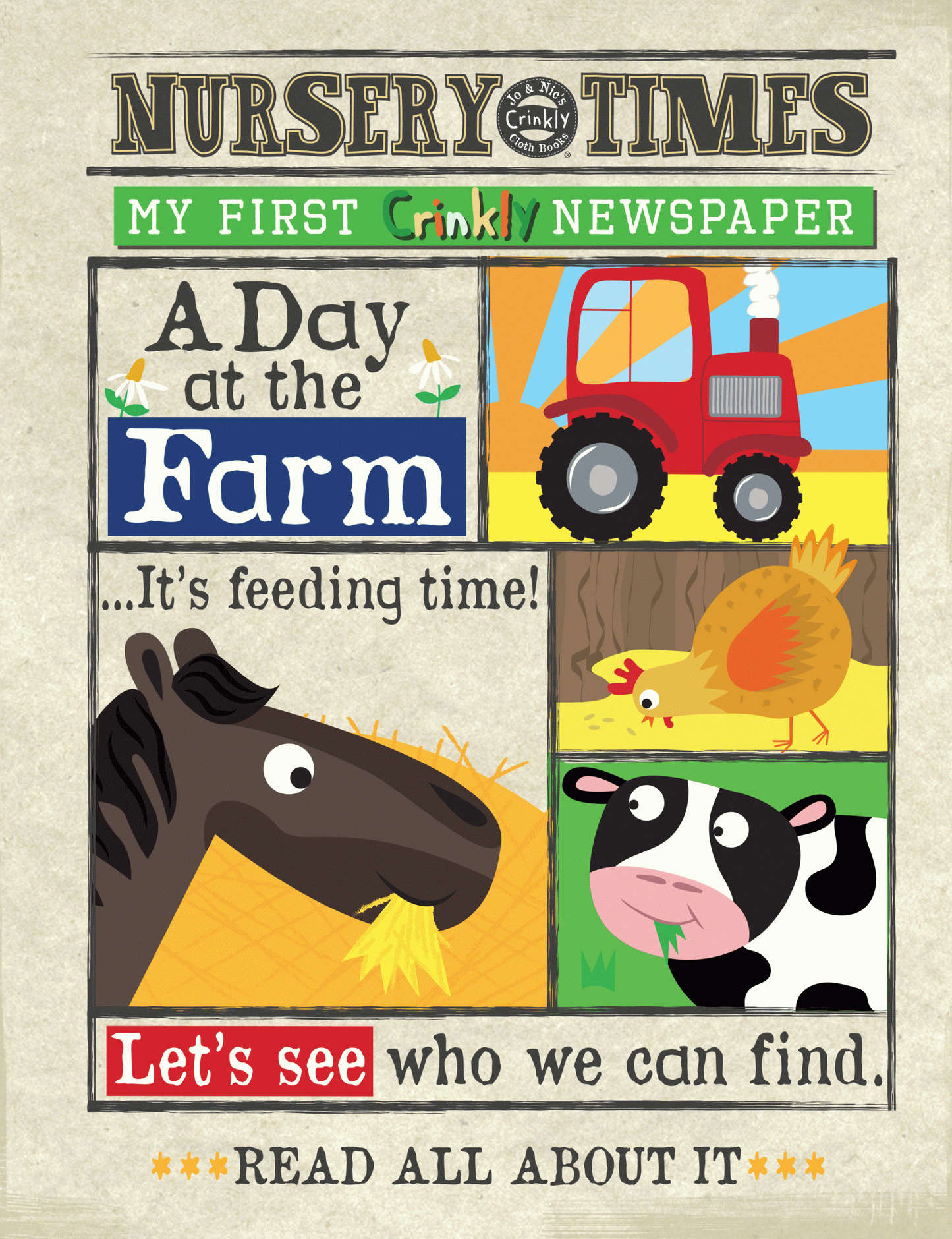 Crinkly Cloth - Nursery Times Farm Animals Baby Book