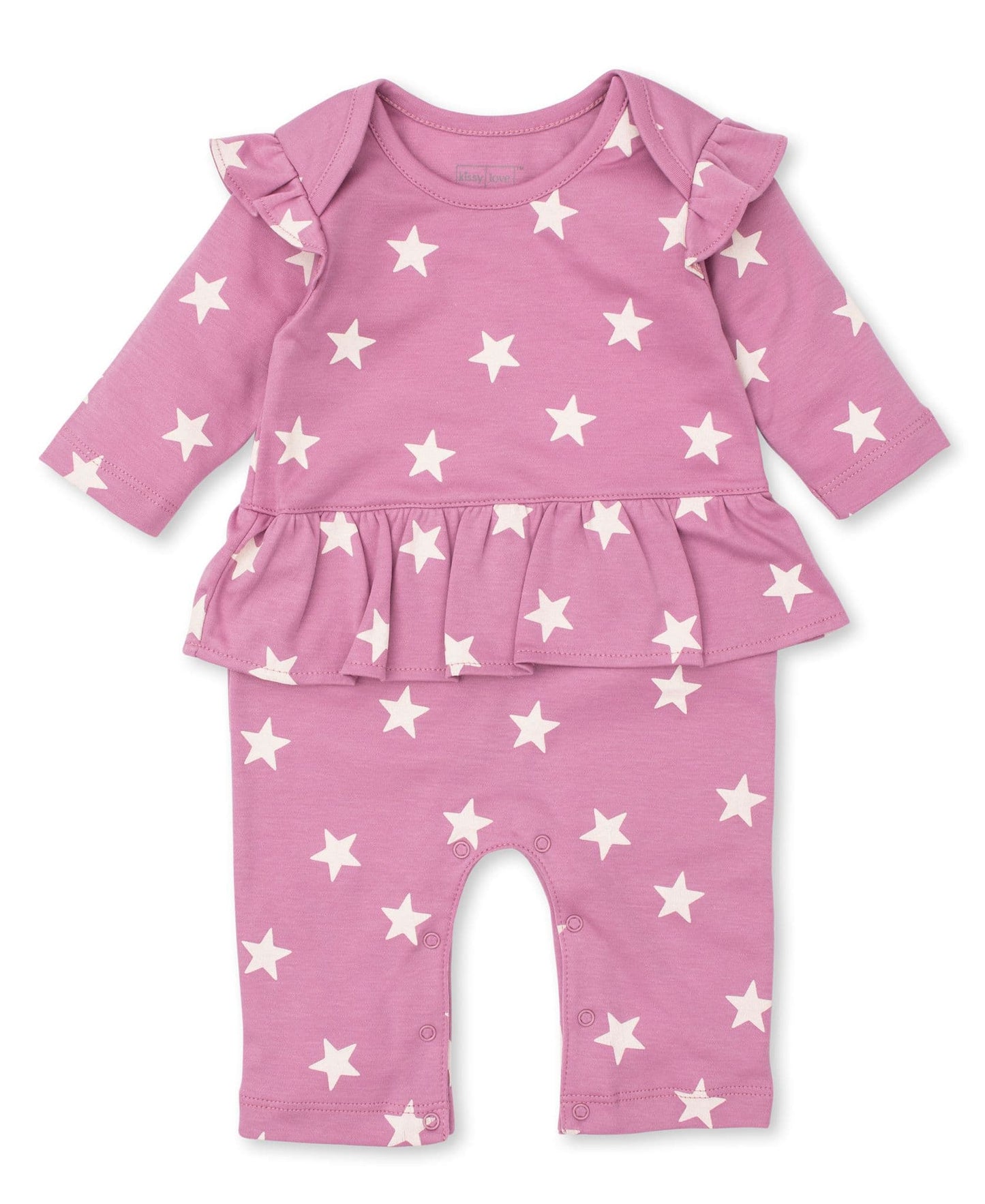 Kissy Kissy Love - Star Crossed Mauve 100% Pima Cotton Baby Girl Playsuit