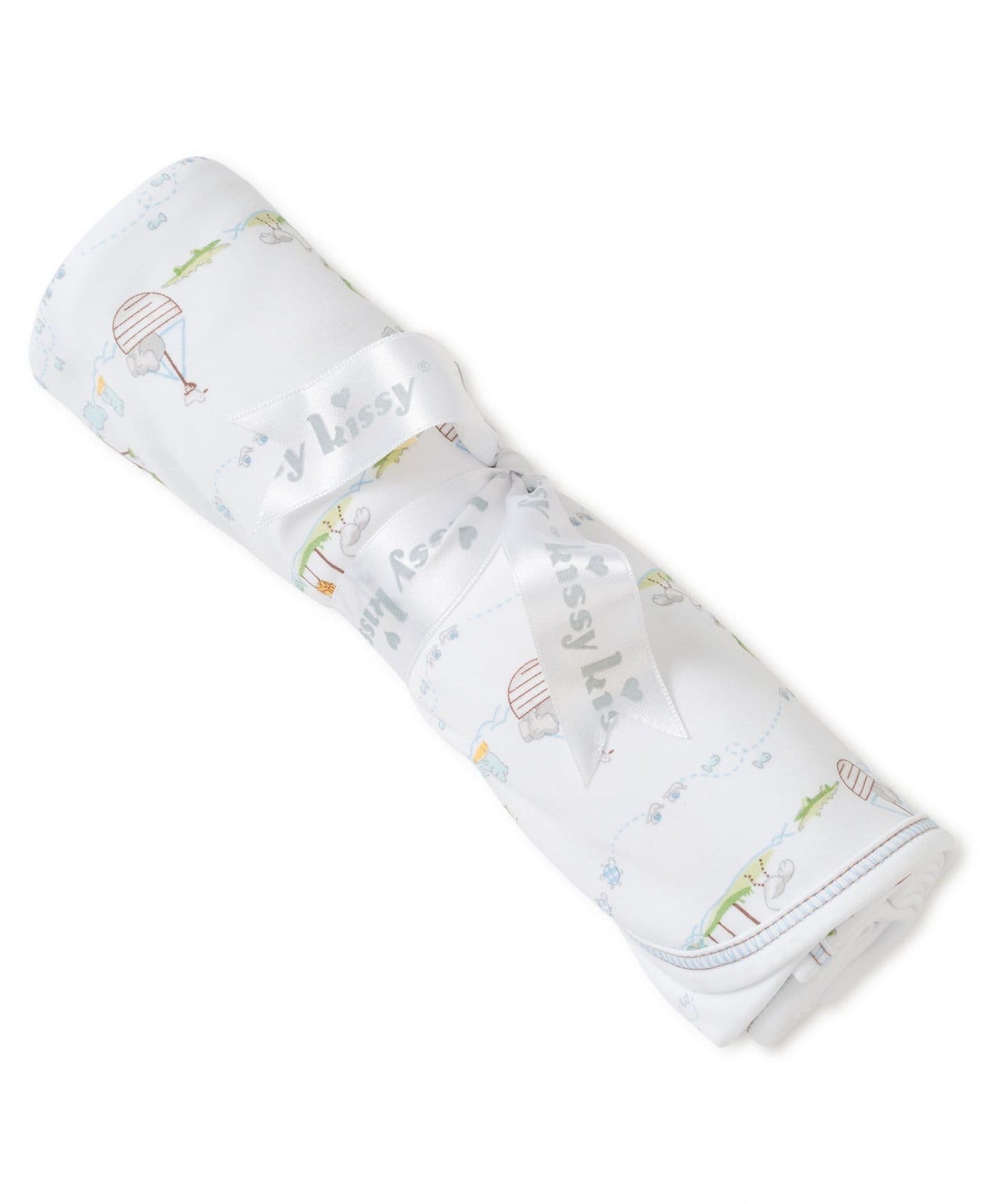 Kissy Kissy - Noah's Lt Blue Print Baby Boy Blanket