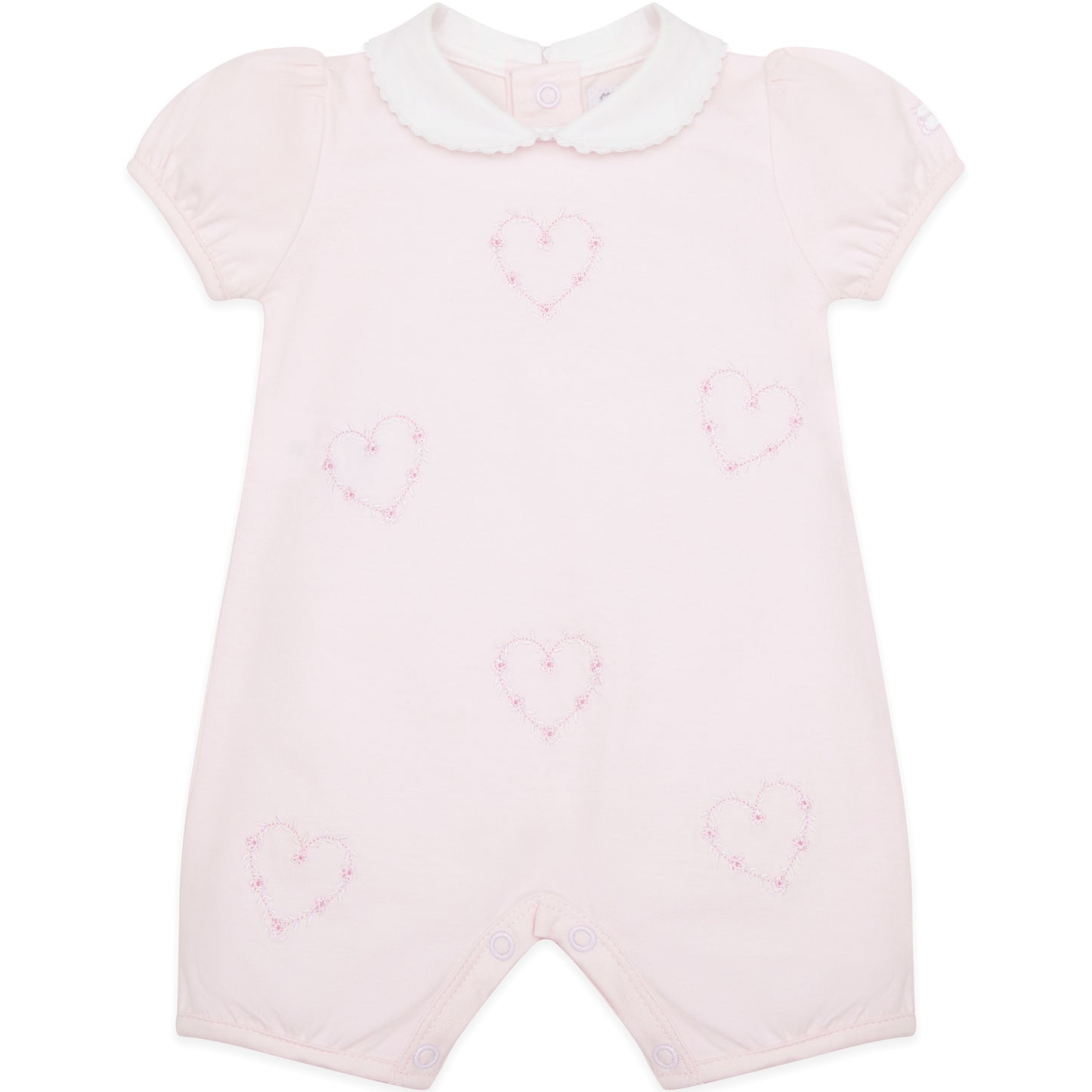 Emile et Rose - Jody Pink Baby Girls Heart Embroidered Summer Romper