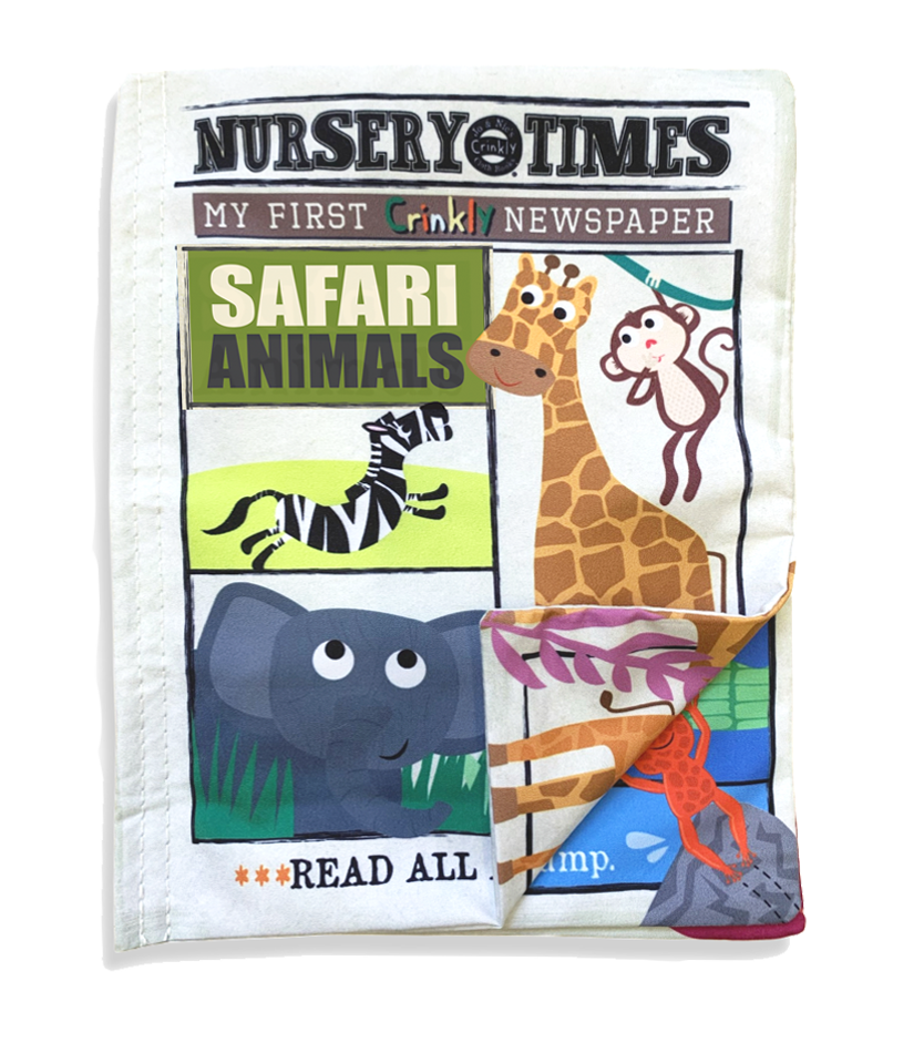 Crinkly Cloth - Nursery Times Safari Animals Crinkly Newspaper