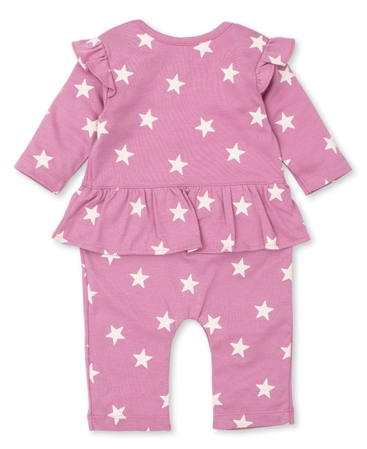 Kissy Kissy Love - Star Crossed Mauve 100% Pima Cotton Baby Girl Playsuit
