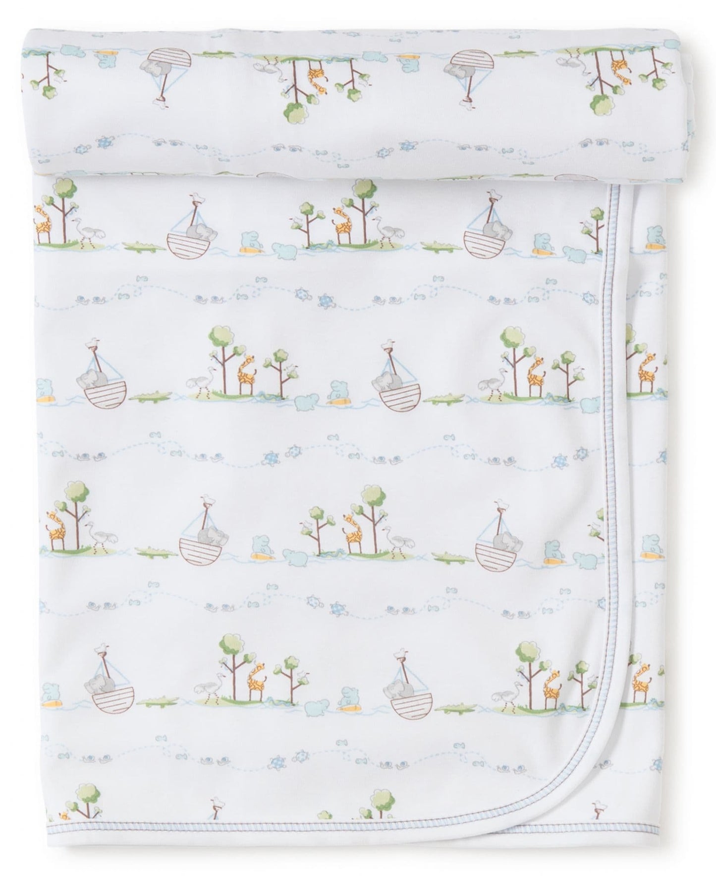 Kissy Kissy - Noah's Lt Blue Print Baby Boy Blanket