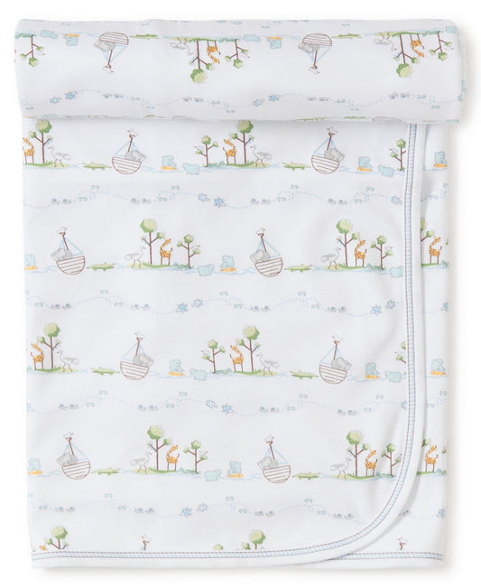 Kissy Kissy - Noah's Lt Blue Print Baby Boy Blanket