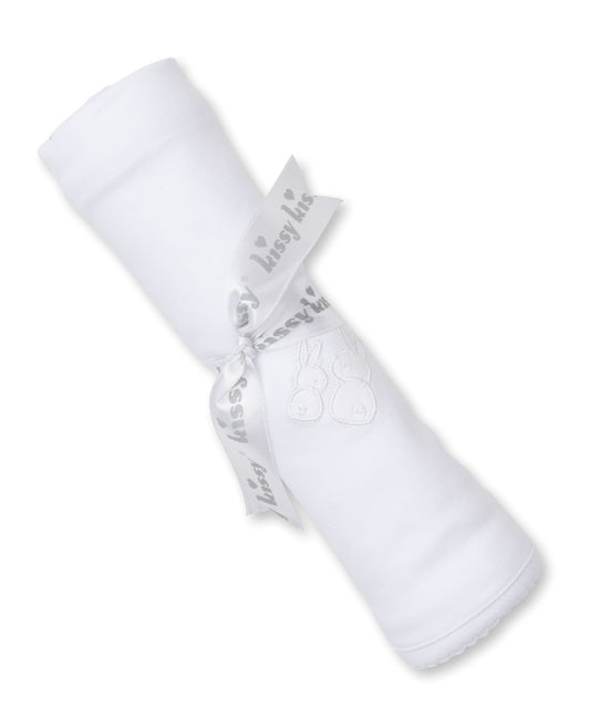 Kissy Kissy -  White Pique Cuddle Bunnies Baby Blanket