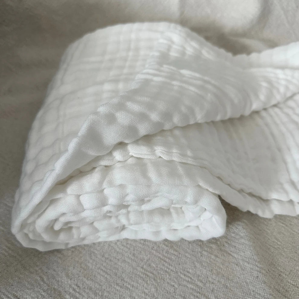 Moo - Crisp White Cuddly Organic Cotton Baby Swaddle
